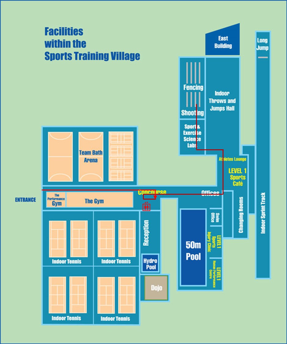 A map showing the route to the fencing salle - written direction below.