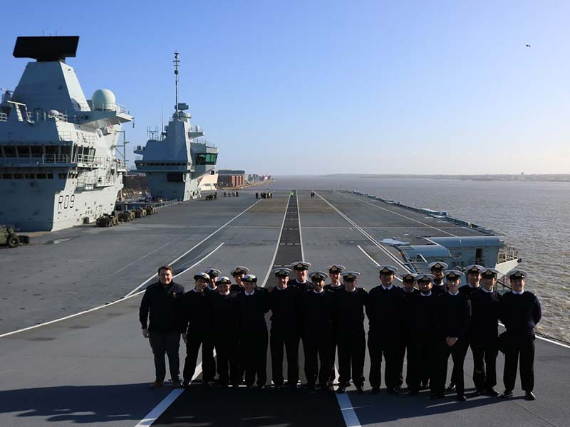 Bristol Royal Naval Unit standing beside the HMS Prince of Wales