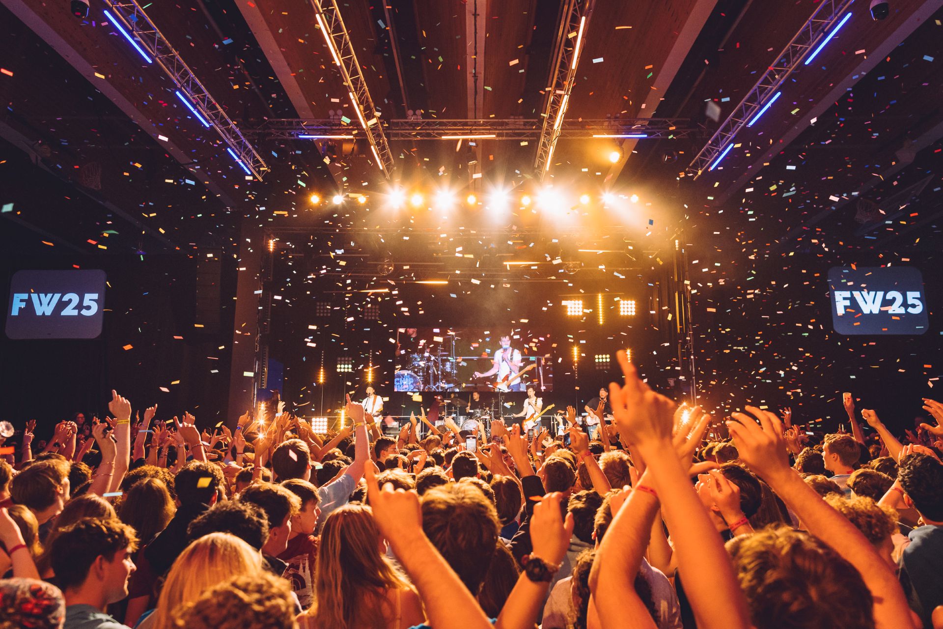 Crowd of students parting at Bath freshers arena night