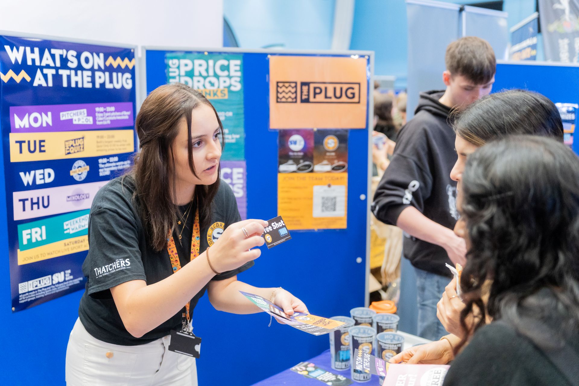 Students sat in bar area chatting